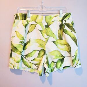 Joie Women's Shorts Linen Blend LG Tropical Botanical Resort Coastal Preppy